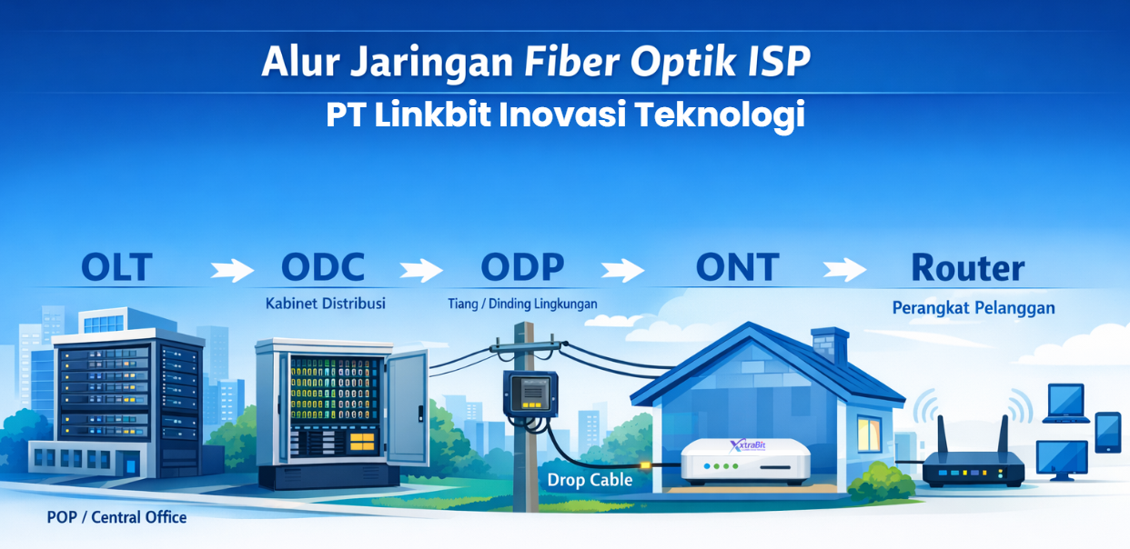 Cara Kerja Jaringan Fiber Optic dari POP ke Rumah Pelanggan